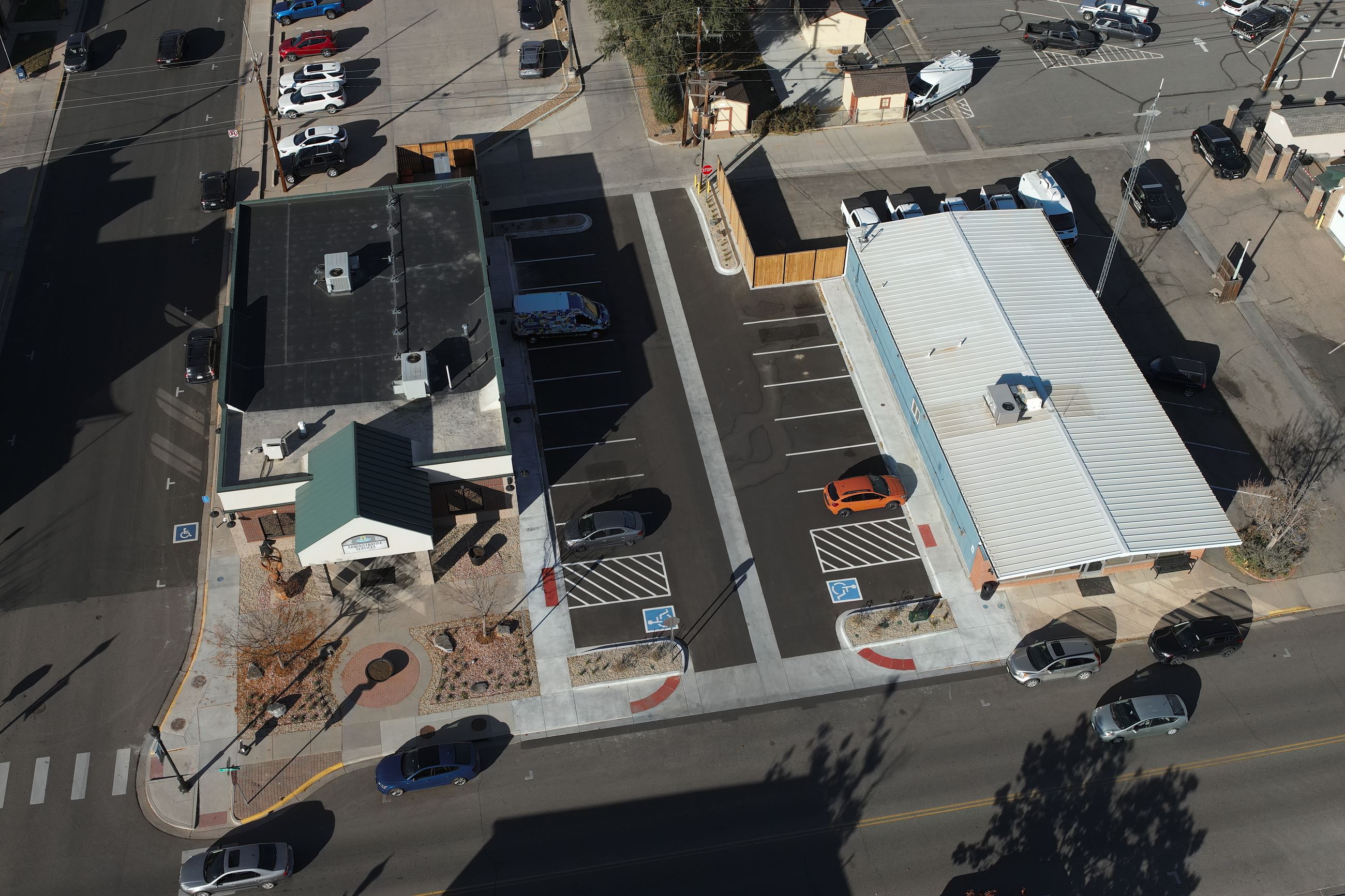 A newly paved parking lot in Downtown Frederick