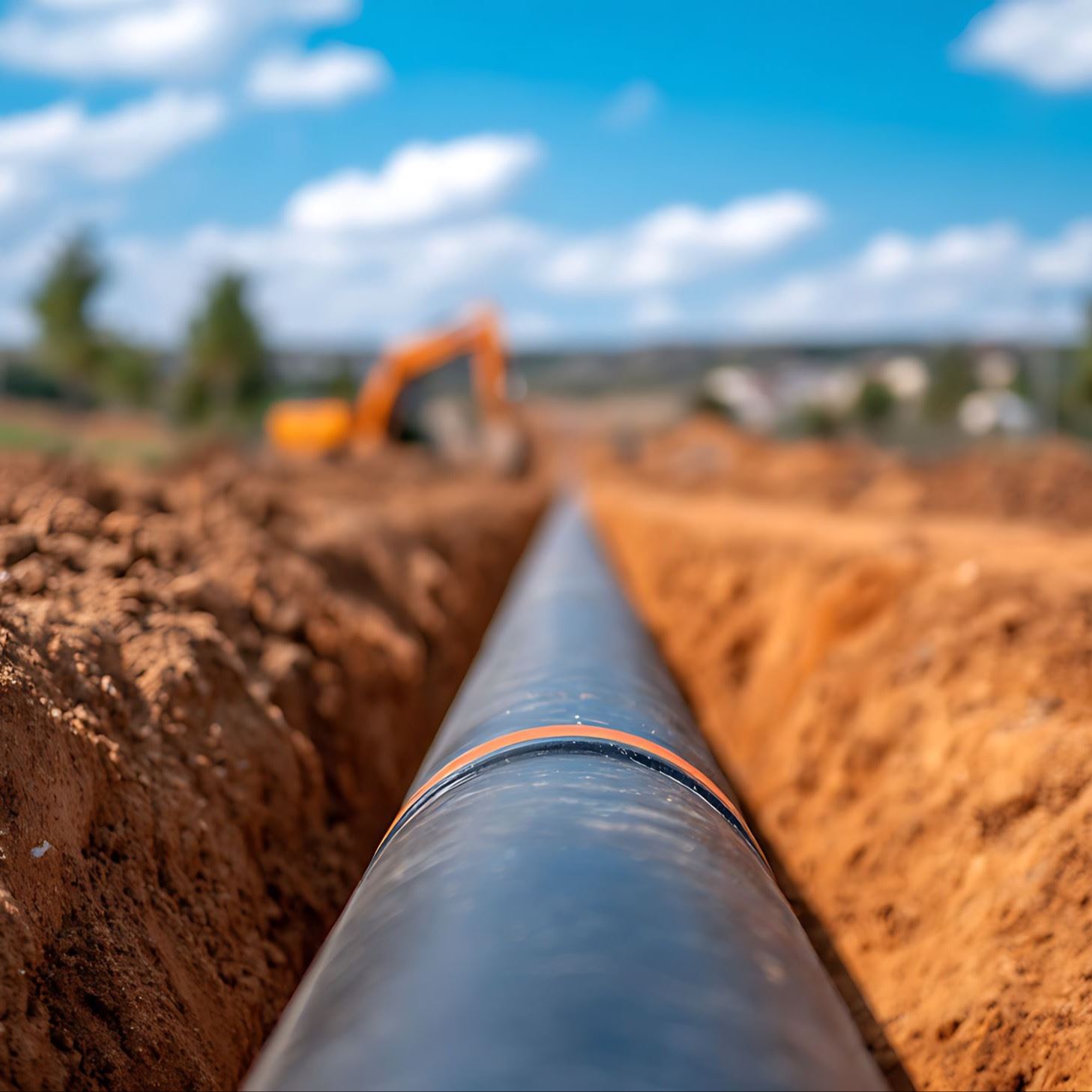 Water pipeline being laid into the round
