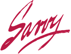A logo made of red script font that reads the word Savvy which is also underlined in red.