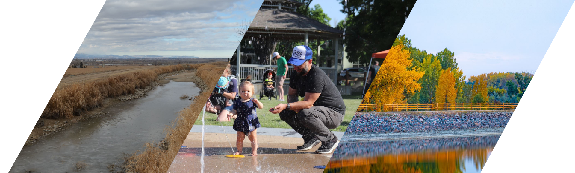 Three photos showcasing Frederick's water supply/use in three different scenarios.